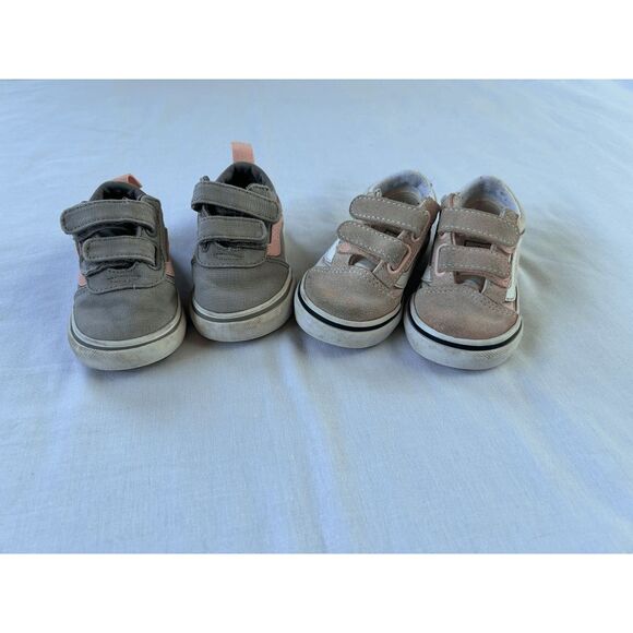 Girls Toddler's Van's Off The Wall Shoe Set Gray/Pink Size 5 and 5.5 - Picture 6 of 8